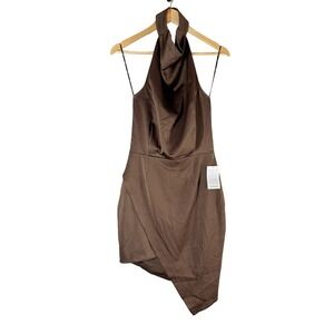 Elliatt Camo  Halter Mini Asymetrical Dress Size Small Chocolate